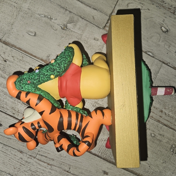 Disney Festive Pooh and Tigger Figurine Stocking Holder with Red/ Green Accents - Picture 3 of 3